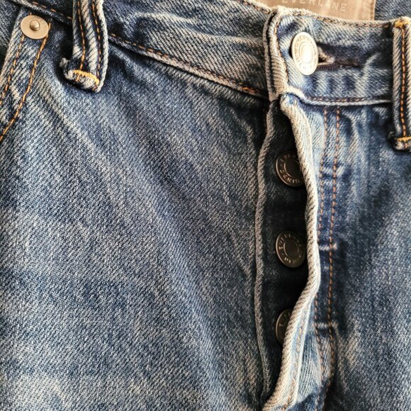Everlane Jeans Size 27 Blue O-S Boyfriend Ripped Distressed Button Fly - Picture 5 of 14